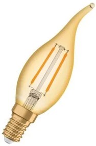 LED lámpa , égő , filament  , gyertya , E14 foglalat , 1.5 Watt , meleg fehér , borostyán sárga , Ledvance (OSRAM)