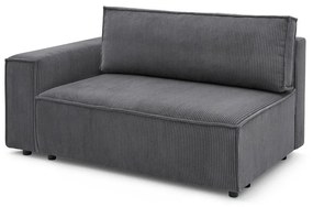 Sötétszürke kordbársony kanapé modul (bal oldali) Nihad modular – Bobochic Paris