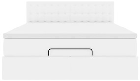 tiszta fehér műbőr ottomán ágy matracokkal &amp; LED-ek 140x190cm