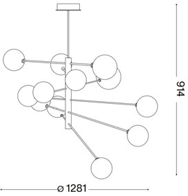 Ideal Lux - LED Csillár rúdon EQUINOXE 12xG4/2W/230V átm. 128,1 cm króm/füstös