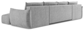 Világosszürke zsenília kinyitható sarokkanapé (U alakú) Leila – Makamii