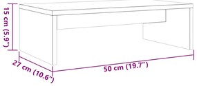 viaszbarna tömör fenyőfa monitorállvány 50x27x15 cm