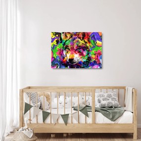 Üveg kép - Farkas graffitivel (70x50 cm)