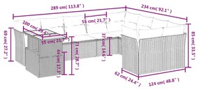 10 részes szürke polyrattan kerti ülőgarnitúra párnákkal