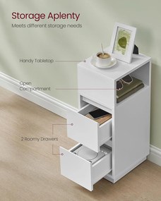 Éjjeliszekrény  2 fiókkal, nyitott rekesszel balra vagy jobbra szerelhető, felhő fehér