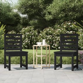 2 db fekete tömör fenyőfa kerti szék 40,5 x 48 x 91,5 cm
