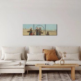 Kép - Eugène Boudin, Women on the Beach at Berck, reprodukciók (órával) (90x30 cm)