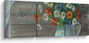 Kép - réti virágok, olajfestmény (órával) (90x30 cm)