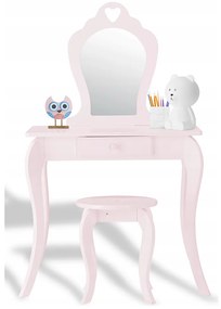 Rózsaszín gyermek fésülködőasztal székkel