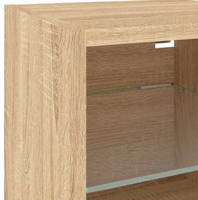 8 darab füstös tölgy színű szerelt fa TV-bútor LED-del