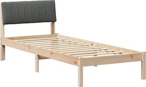 vidaXL Ágykeret barna és sötétszürke 75 x 190 cm Tömör fenyőfa