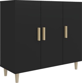 vidaXL fekete szerelt fa tálalószekrény 90 x 34 x 80 cm