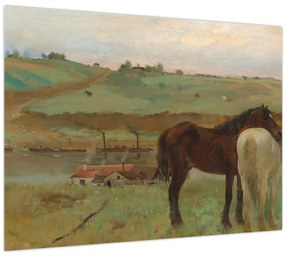 Üveg kép - Edgar Degas, Horses in a Meadow, reprodukciók (70x50 cm)