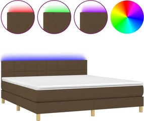 vidaXL barna szövet rugós és LED-es ágy matraccal 160x200 cm