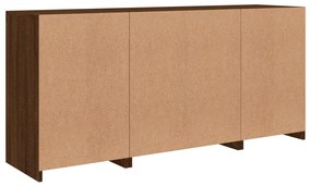 barna tölgy színű tálalószekrény LED-ekkel 142,5 x 37 x 67 cm
