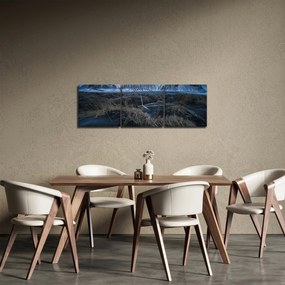 Kép az izlandi csúcsokról (órával) (90x30 cm)