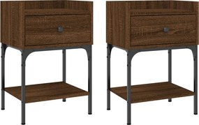 vidaXL 2 db barna tölgy színű szerelt fa éjjeliszekrény 40,5x31x60 cm