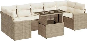 vidaXL 8 részes bézs polyrattan kerti ülőgarnitúra párnával