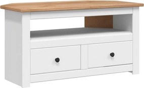 vidaXL fehér tömör fenyőfa sarok TV-szekrény 93 x 49 x 49 cm
