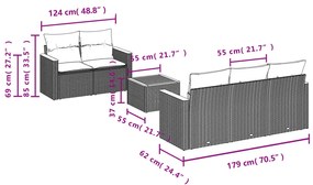 6 részes bézs polyrattan kerti ülőgarnitúra párnával