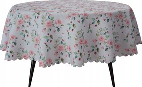 Abrosz Foltálló Kerek 120 CM Fehér Tea Rózsa Abrosz Asztalra Kerek