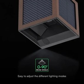 LED napelemes fali lámpa érzékelővel LED/9W/3,7V 3000/4000/6000K IP65 2600mAh barna