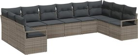 vidaXL Kanapé Szett párnával 10 pcs Szürke polirattan