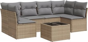 vidaXL 7 részes bézs polyrattan kerti ülőgarnitúra párnákkal