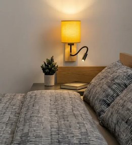 BRILAGI - LED fali lámpa NUBILA WOOD 1xE27/25W/230V + LED/3W tölgy/fekete/sárga