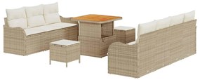 vidaXL Kerti Kanapé Szett párnával tárolóval 10 pcs Beige és krém