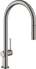 Hansgrohe Talis mosogató csaptelep kihúzható zuhannyal, 2 áram csiszolt fekete króm 72842340