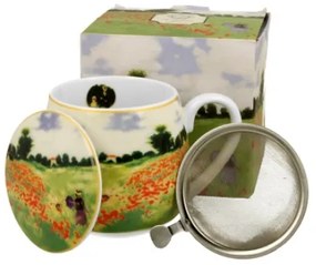 Porcelán szűrős teás bögre Monet Pipacsmező