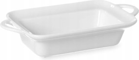 Téglalap Alakú Sütőtál Fogantyúkkal Fehér Porcelán Edény
