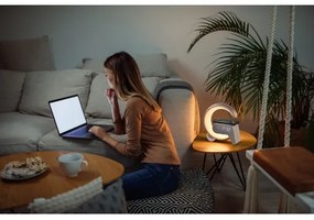 Immax 08987L-LED RGB Dimmelhető lámpa ébresztőórával és Qi töltéssel 30W/230V ezüst