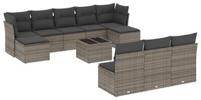 vidaXL 11 részes szürke polyrattan kerti ülőgarnitúra párnákkal