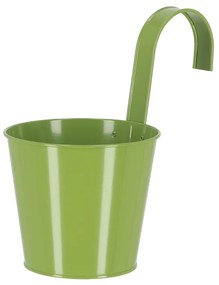 Korlátra akasztható kampós virágcserép, 16 cm átmérőjű, zöld