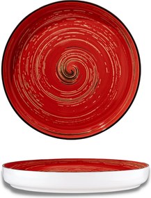 Wilmax piros, magas peremű porcelán tányér 28 cm-es