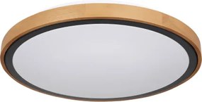 Globo 41764-24 Mennyezeti lámpa, matt fekete fém, barna fa, akril fehér, lépcsős kapcsoló, 3000-4500-6000K kapcsoló a terméken, ø: 437mm, M: 110mm, inkl.LED 24W 230V,1000lm, CCT 3000/4500/6000K