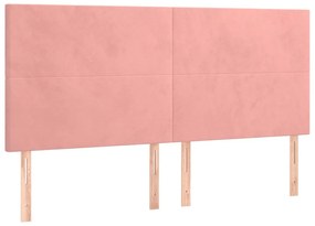 rózsaszín bársony fejtámla 180x5x118/128 cm