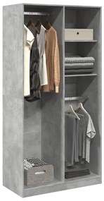 betonszürke szerelt fa ruhásszekrény 100 x 50 x 200 cm