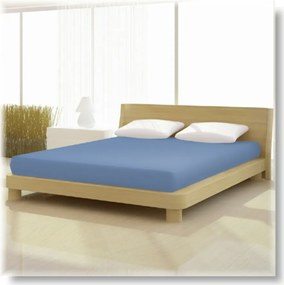 Pamut elasthan de luxe középkék színű gumis lepedő 90/100x200/220 cm-es matracra