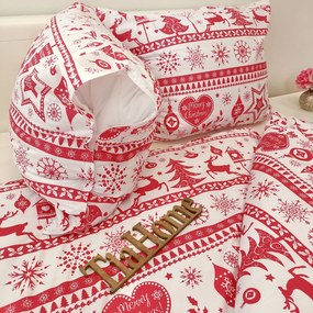 Pamut ágyneműk Karácsonyi ágyneműk Christmas piros TiaHome - 1x Párna 90x70cm, 1x Paplan 140x200cm
