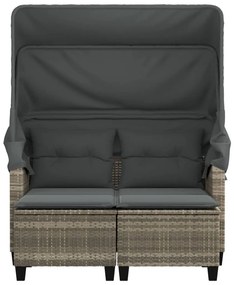 2 személyes szürke polyrattan kerti kanapé baldachinnal/székkel