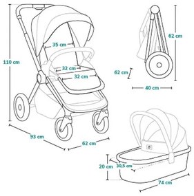 Lionelo - 3 az 1-ben kombinált babakocsi MIKA PLUS Beige Sand