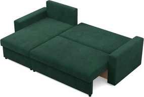 Zeus sarokkanapé, 2 ágyneműtartóval, egyenes kartámasz, kordbársony, univerzális oldal, bonell töltet, zöld