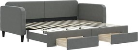 vidaXL sötétszürke kihúzható szövet heverő fiókokkal 90 x 200 cm
