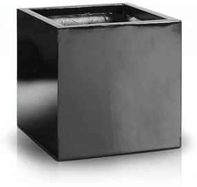 PX Kocka alakú Üvegszálas Elegáns Kaspó - fekete