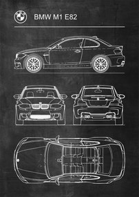 Poszter Bmw M1 E82 Retro Patent Séma Blueprint