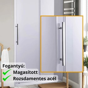 Stuxi Nizza 110 cm széles toló zuhanyajtó 6 mm vastag vízlepergető biztonsági üveggel, króm elemekkel, 200 cm magas