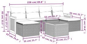 7 részes bézs polyrattan kerti ülőgarnitúra párnákkal